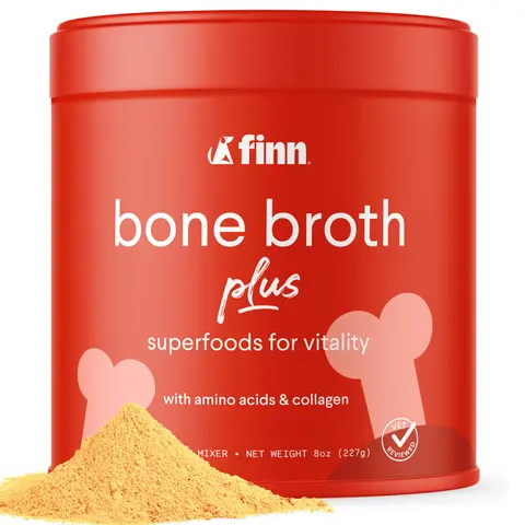 FINN Bone Broth Plus Superfood Meal Topper for Dogs – Joint & Mobility Support Packed with Collagen & Amino Acids – Only 6 Ingredients | Powdered Meal Topper Supplement for Dogs