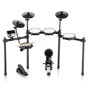 VEVOR Electric Drum Set, 32 Drum Kits 480 Sounds Electronic Drum Kit, USB MIDI Supported 8 in Quiet Mesh Snare Electric Drum Set with 10 in Cymbals Drum Sticks Pedals, for Beginners Adults