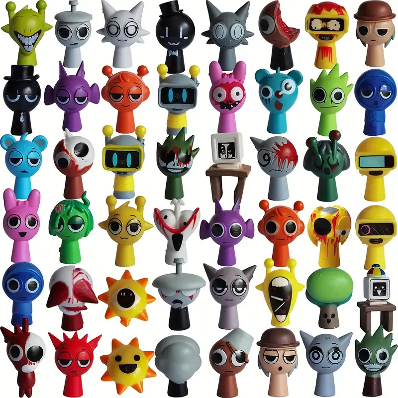 Sprunki Transformations Action Figures 48-Piece Collector's Set with Fidget Toys Robot Music Game & Outdoor Play Functions Perfect Spunky Birthday Gifts for Kids