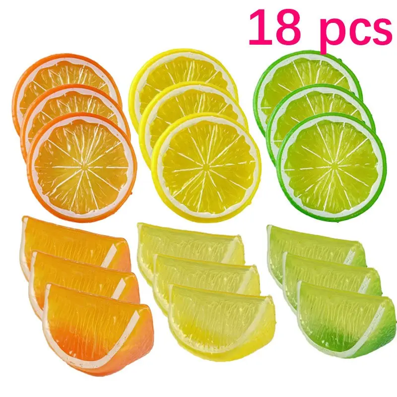 18pcs Bright Decorative Artificial Lemon Slices, Fruit, 2inch Realistic Fake Plastics, Home & Party Décor, Decoration, Ideal for Festivals & Occasions, Ornaments
