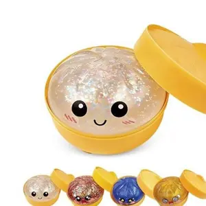 Glitter Dumpling Squishy Stress Relief Toy, 4-Pack Cute Sparkly Bun Sensory Fidget Toy with Steam Box, Soft Slow Rising Cream Scented Squeeze Toy for Kids & Adults Gift