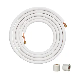 VEVOR 25FT Mini Split Line Set, Summervibes,Summervibes, 1/4" & 1/2" O.D Copper Pipes Tubing and Triple-Layer Insulation, for Mini Split Air Conditioning Refrigerant or Heating Pump Equipment & HVAC with Wrapping Strips.