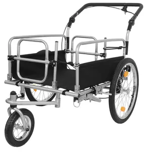 Donext 3-in-1 Heavy-Duty Bike Cargo Trailer E-Bike Compatible Steel Frame 110lb Capacity Convertible Stroller & Pull Cart w/Suspension 20" Wheels & Accessories