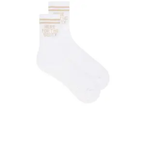 Women's White Grip Socks, Here For The Booty Design