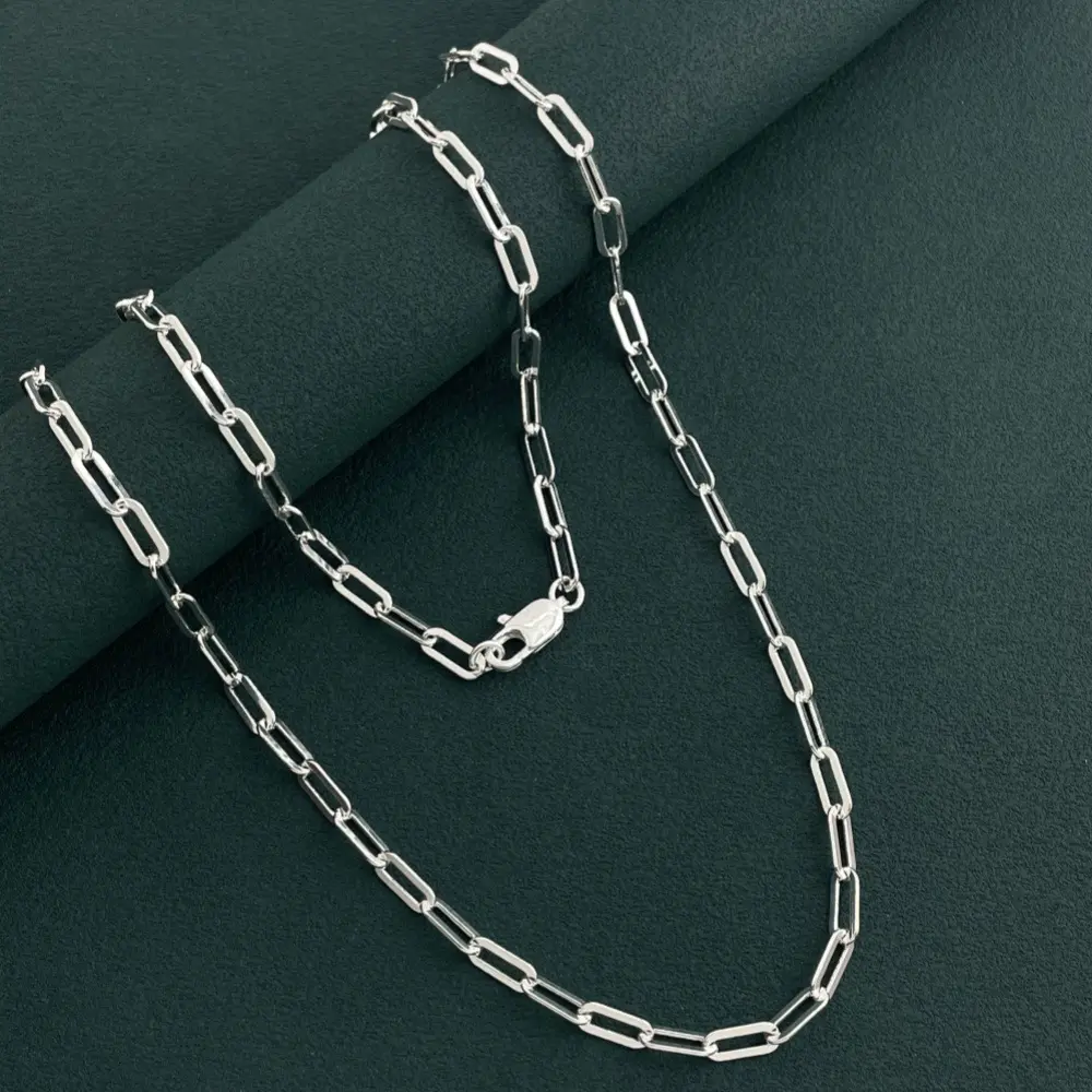 925 Silver Fancy Paperclip Link Decorative Necklace - Elegant Solid Chain Jewelry for Men & Women, Thick Sturdy Colourfast Accessory, Ideal Gift Option, Elegant Chain, Necklaces For Women, Non Tarnish Necklaces, Paperclip Chain Choker