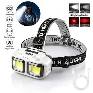 Headlamp Flashlight, Lumen Ultra-Light Bright LED Rechargeable Headlight with White Red Light,  Waterproof Motion Sensor Head Lamp for Outdoor Camping Running Hiking Fishing