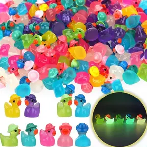 Cute Mini Cartoon Duck Decorations, 20pcs/50pcs Luminous Duck Ornaments, Resin Decoration Supplies for Fish Tank, Aquarium, Pet Supplies