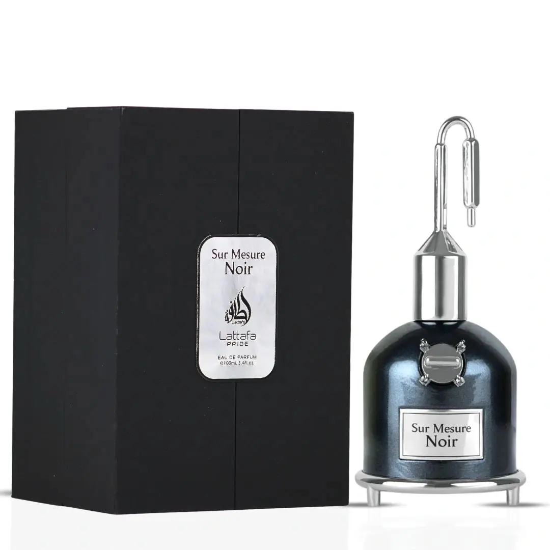 Lattafa Sur Mesure Noir Eau De Parfum Spray - 100ml (3.4 fl oz) Rich EDP, Unisex Spicy-Woody Edp Perfume Fragrance with Lavender Fragrance Notes