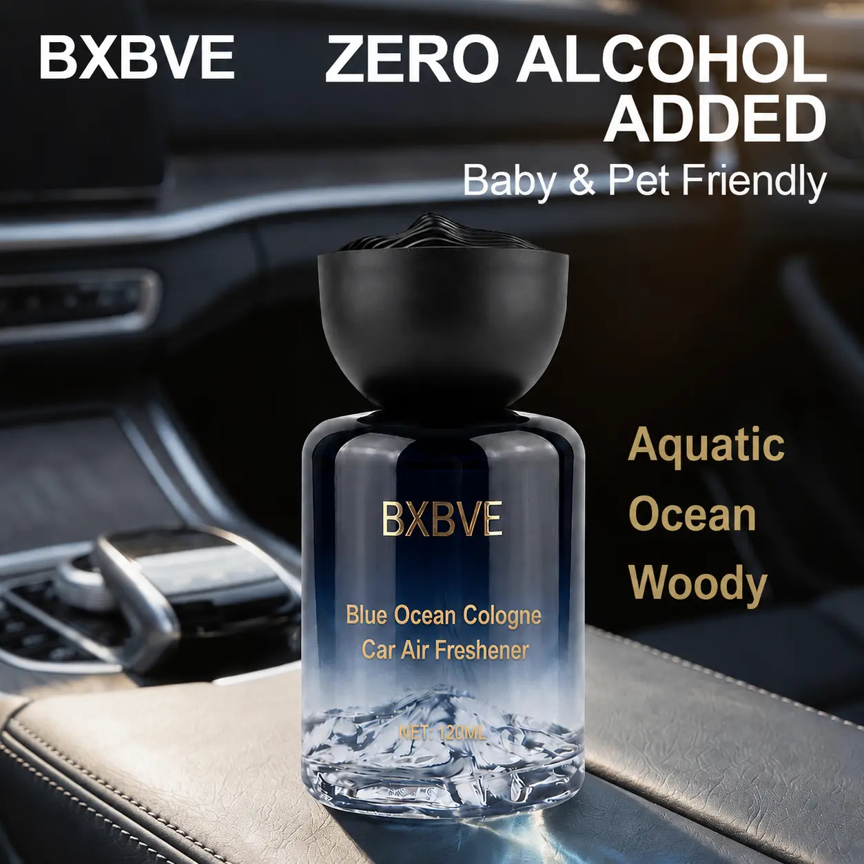Midnight Marine Car Air Freshener 120ml Unisex | Aromatic Aquatic Ocean Fresh Woody Car Diffuser with Bergamot Coconut Amber | Long Lasting Luxury Arabian Fragrance for Men Women | Premium Gift/ cologne|Father's Day Gifts