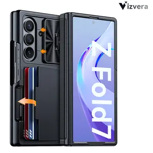 Vizvera for Samsung Galaxy Z Fold 7/Fold 6 Case with Card Holder (RFID Wallet), Hinge Protection & Camera Cover – All-in-One Protection outdoorfun
