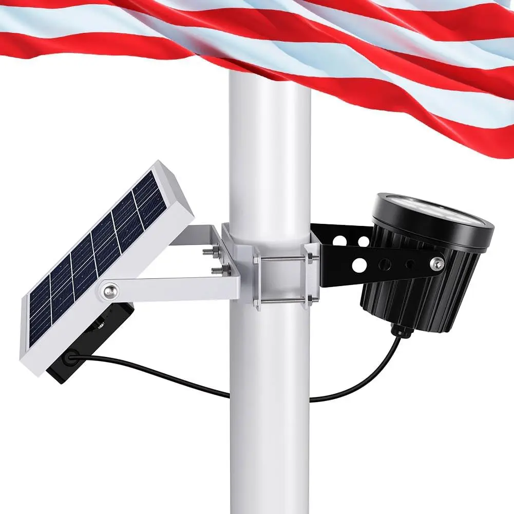 Solar Flag Pole Light, Flagpole Light Solar  Outdoor Bright LED 6000K  IP65  with Bracket Clamp Fits 1.4-3" Pole Mount and Stakes for Ground Wall Mounting