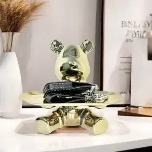 Ceramic Bear Key Tray Organizer, Elegant Storage Solution for Keys & Accessories, Perfect Addition to Your Home Decor