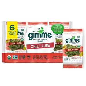 Gimme Seaweed Organic Premium Roasted Seaweed Snacks, Chili Lime, 6 Count, Keto, Vegan, Gluten-Free, Great Source of Omega3s and Iodine, Healthy On-The-Go Snack for Kids and Adults Sea Vegetables Spicy