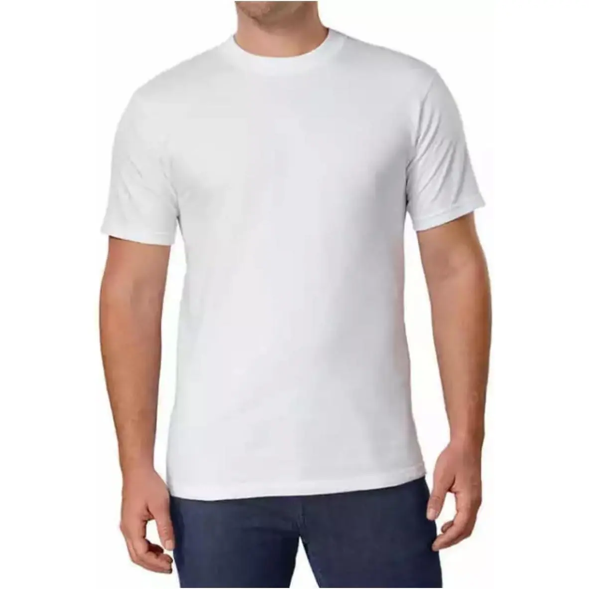 Kirkland Signature Men's Round Neck Short Plain Casual Menswear T-Shirts, White, Medium, Pack of 6