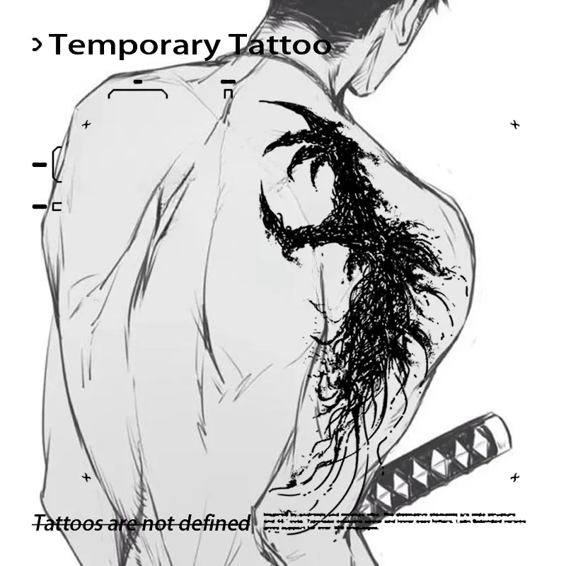 Dark Demon Claw Herbal Juice Temporary Tattoo Semi-Permanent Waterproof Long-Lasting Cool Sticker Tattoos Fake Tattoo Stickers for Shoulder Back Men Women