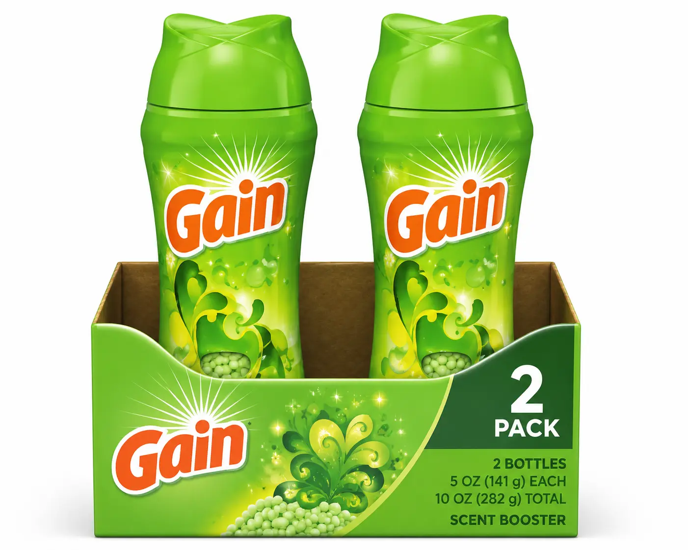 Gain Original Scent Fireworks In-Wash Scent Booster Beads, 2 Pack (2 x 5 oz Bottles) – Long-Lasting Laundry Freshness Booster