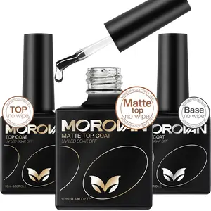 Morovan Gel Base Top Coat: No Wipe Gel Shine Matte Top and Base Coat Set - Soak Off Nail Lamp Long Lasting Top Coat Nail Polish and Gel Base Coat for Women Salon DIY