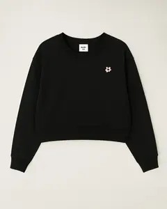 Crop Oversized Sweatshirt | Casual Drop Shoulder Crew Neck Pullover