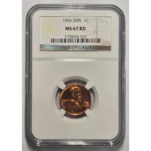 1966 SMS LINCOLN MEMORIAL CENT 1C NGC MS 67 RD Certified Coin