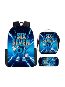 Digital 67 Backpack Set, Lightweight Polyester Fiber, Adjustable Straps, Zipper Closure, Unisex, Suitable for School Backpacks & Six Seven Enthusiasts