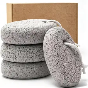 Natural Foot Pumice Stone for Feet, Borogo 4-Pack Lava Pedicure Tools Hard Skin Callus Remover for Feet and Hands - Natural Foot File Exfoliation to Remove Dead Skin, Heels, Elbows, Hands