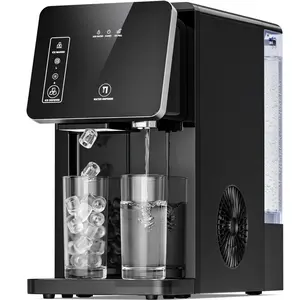 Electactic Countertop Ice Maker Machine – 9 Bullet Ice Cubes in 8-12 Mins, 3.3L Tank,  12KG/Day Capacity, Simple High-End Design with Easy Drain, 1.0L Ice Storage (0.5kg), for Home/Office/Kitchen, Silver/Black