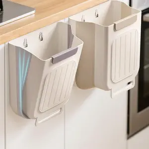 Foldable Kitchen Trash Can Hanging – 2.6 Gallon Cabinet Garbage Bin, Space Saving Waste Bin with Leak Proof Design, Plastic Trash Can for Kitchen, Bathroom, RV tiktokshopspringglowup