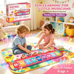 Children's music piano game mat, keyboard carpet - floor dance toy, musical touch game mat with 9 scales + 7 animal sounds, three switchable modes, interactive early education toy, music sensitivity development, holiday gift for boys and girls