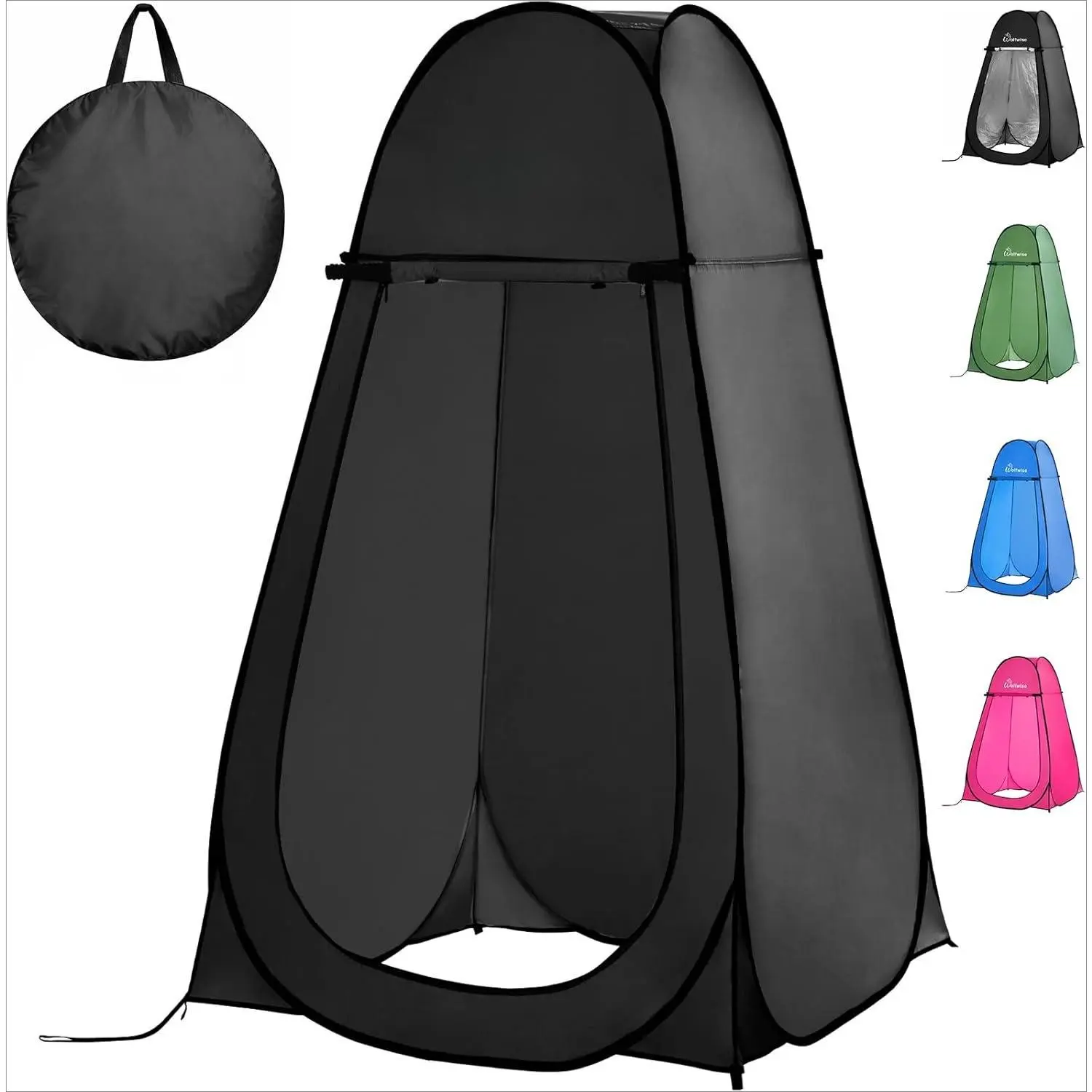 Pop Up Shower Tent for Camping Essentials, Portable Instant Changing Tent with Ventilation Window & Carry Bag, Privacy Dressing Room Bathroom Toilet for Beach & Outdoor, Standard, Black