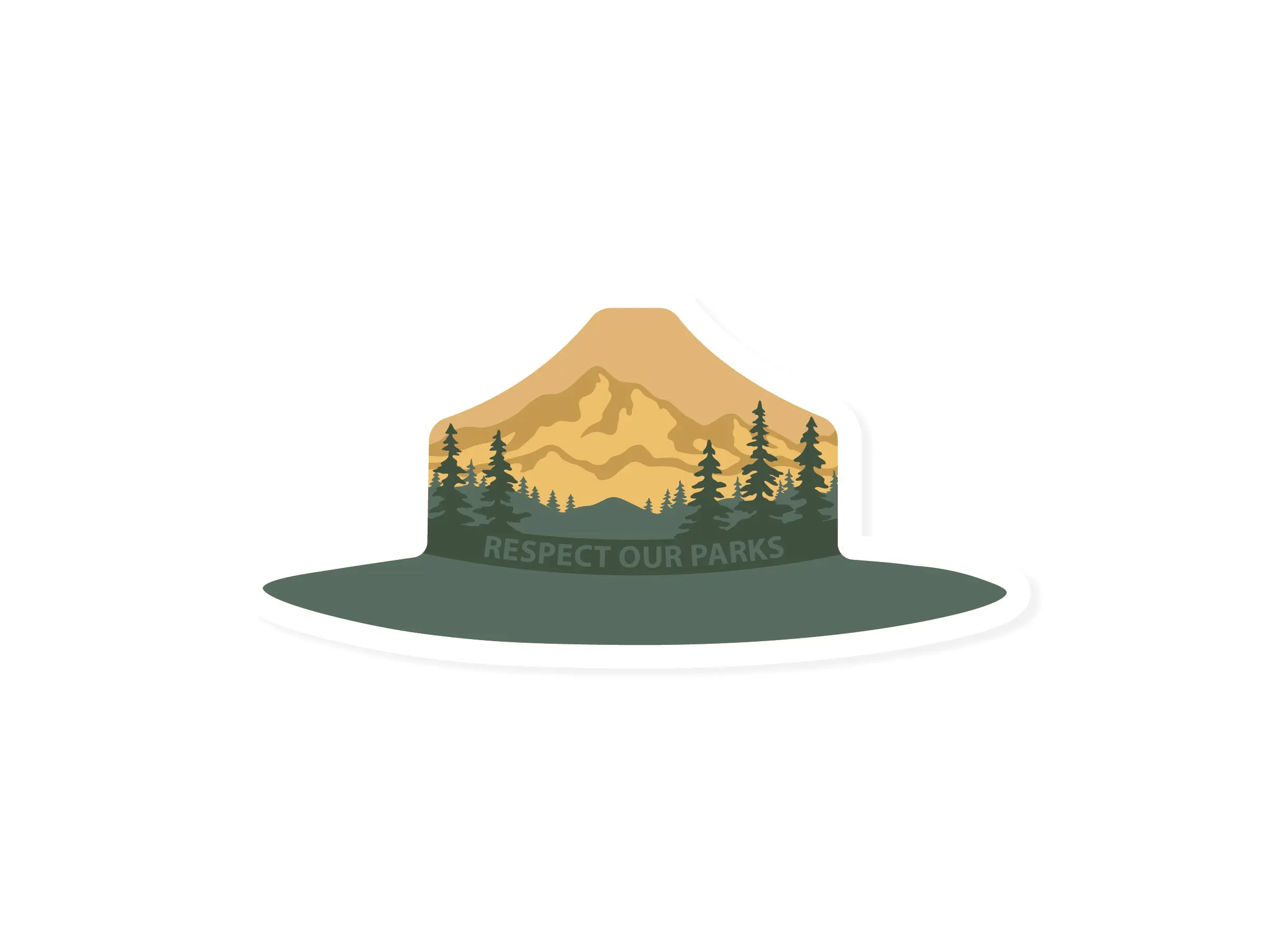 Park Ranger Hat Sticker - Durable Vinyl, Strong adhesive, Die-Cut, Weatherproof, Dishwasher safe, Stick to tumbler, bottle, car, laptop, etc