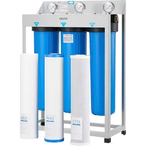 VEVOR Whole House Water Filter System, 3 - Stage Sediment, GAC, CTO 20x 4.5 Granular Activated Carbon Home Water Purifier Filter, Reduce Chlorine, Chemicals, VOCs, Bad Taste, Odor, RustVEVOR Super Brand Day