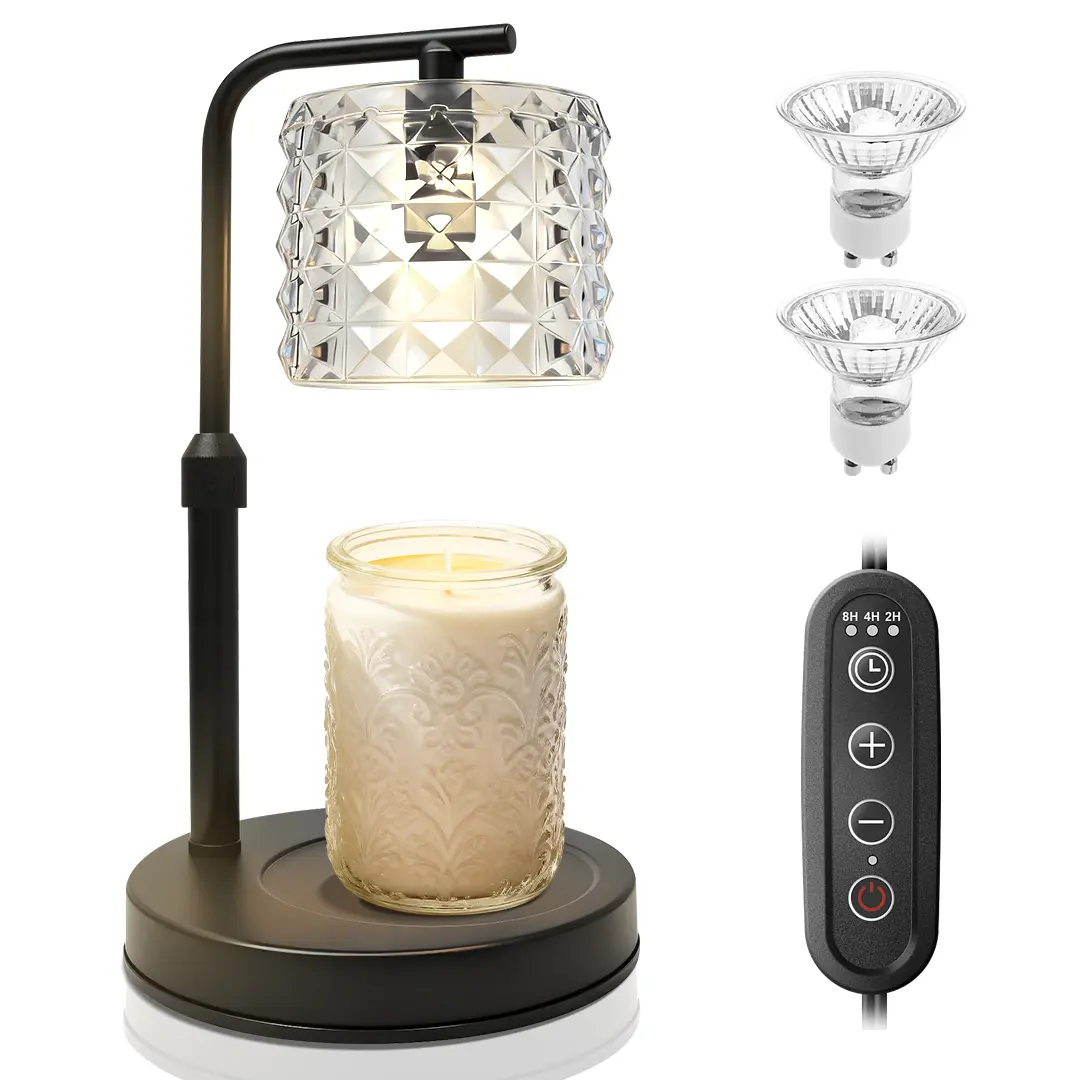 Vintage Woody Tabletop Wood Candle Warmer Lamp with Light, Timer Control, Dimmer, Universal Glass Compatibility, Cylinder-Metal Tip-Proof Holder, for Scented Wax Jars & Wax Melts, Kitchen/Office Decor, Mother’s Day Gift, Study