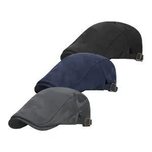 3-pack men’s camouflage breathable quick-dry flat cap with adjustable back closure, vintage British-style beret, outdoor sun-protection casual news cap, suitable for fishing, hiking, and everyday wear