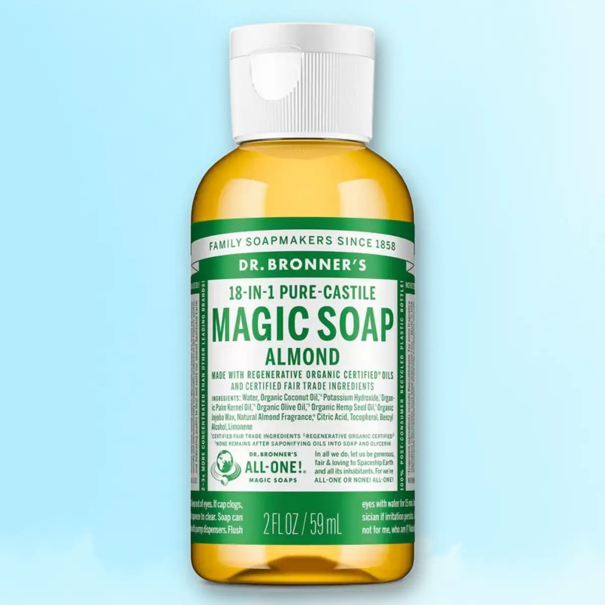Dr. Bronner's Almond Liquid Soap 2fl oz - Organic Soap, for Body Face, Travel Size