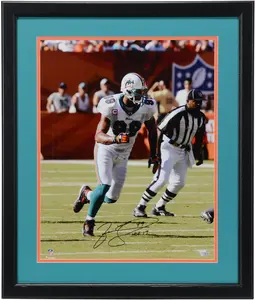Jason Taylor Miami Dolphins Framed Autographed 16" x 20" Run Photograph with "HOF 17" Inscription - Fanatics Authentic Certified