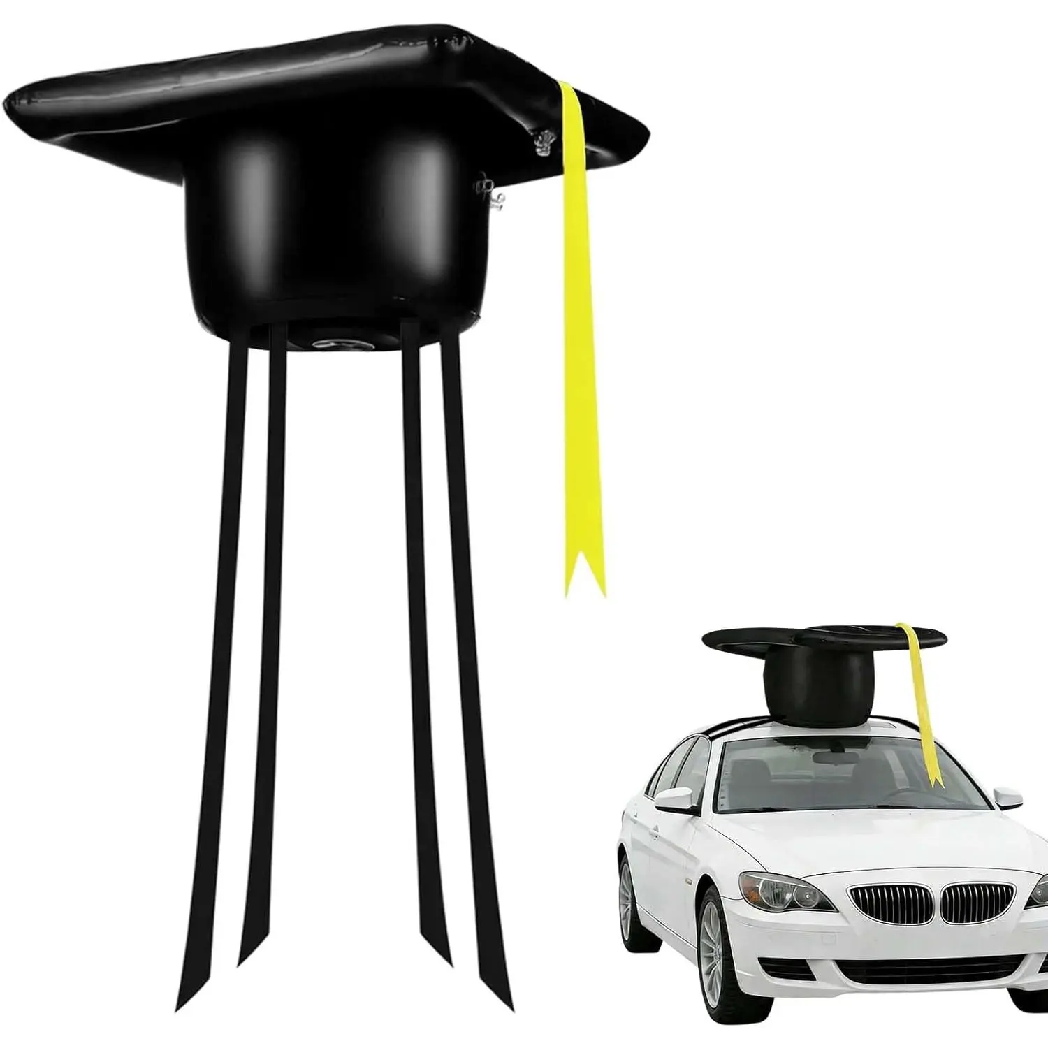 2026 Inflatable Graduation Car Decoration, 23" Large Inflatable Graduation Cap Car Decor PVC Grad Cap & Congrats Grad Letters for Car Roof High School Collage Prom Party Favor Grad Parade(Black Gold)
