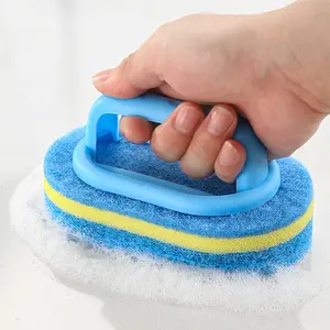 Bathroom Sponge Scrubber Cleaning Brush with Handle Ergonomic Grip Ultra Soft High Quality Sponge for Tub Tile Cleaning Tool