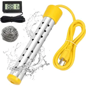 1500W Immersion Water Heater with Digital LCD  & Stainless Steel Guard - Fast Heating for Bathtub, Travel Camping Mini Pool, Bucket | Safe & Portable Heat 5 Gallons of Water in Minutes