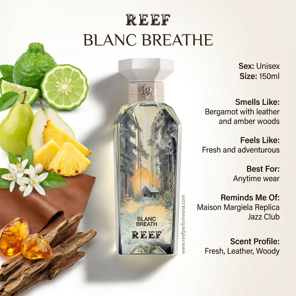 Reef Blanc Breath – Bright Citrus, Soft Leather & Warm Amber Perfume
