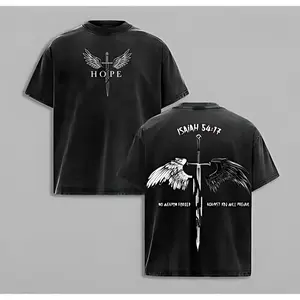 Men's Siah retro-style heavyweight T-shirt with vintage patterns printed on the front and back. Machine washable. Street style.