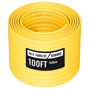 VEVOR NM-B Wire, 14AWG/2C Non-Mettalic Residential Indoor Electrical Wire with Ground, PVC Sheathed High-Purity Copper Core Cable, for Outlets, Switches, Other Loads & Lighting Wiring Project(100 ft)Summervibes