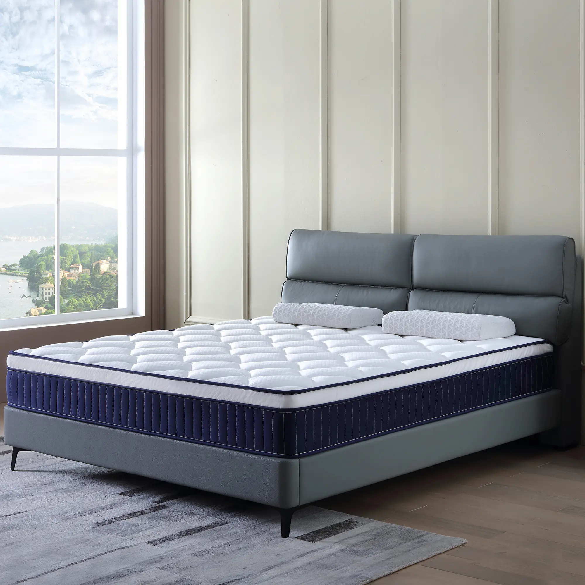 [ZYLUMI] Alwyn Home Premium Queen Size Bed Mattress-in-a-Box, Medium Hybrid Innerspring with CertiPUR-US Certified Pocket Springs, Cotton Fabric, Pressure Relief, Motion Isolation