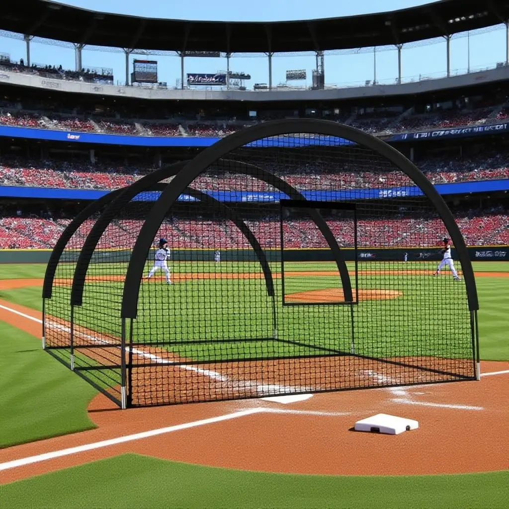 Heavy-Duty Baseball Batting Cage with Net, Sturdy Frame and Football Nets - Easy-Setup Multi-Sport Tunnel for Baseball, Softball - Backyard, Field Training - 32ft/33ft Length