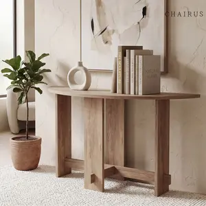 CHAIRUS 51 Inch Farmhouse Style Half-Moon Wooden Console Table, Entryway Hall Table for Living Room Bedroom Entry, Vintage Home Decoration