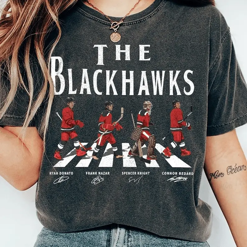 Chicago Ice Hockey Legends T-Shirt, Connor Bedard And Frank Nazar Graphic Tee, Vintage Arena Inspired Sports Shirt, Classic Hockey Fan Tribute Tee
