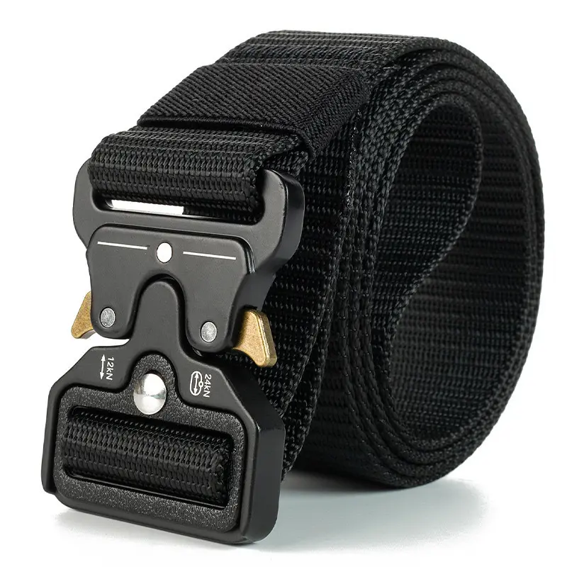 Men'S Tactical Canvas Belts - Sporty Quick-Release Durable Nylon Belts With Embossed Design, Ideal For Work & Hiking, Black, Outdoor Gear |   Relaxed Fit Belt |   Durable Canvas Strap, Nylon Belts Tactical Accessories Breathable