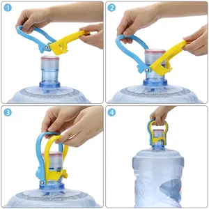 2 Pack 5 Gallon Water Bottle Holder Purified Drinking Water Jug Caps Carrier Lift Labor Energy Saving Ergonomic Grip Handle Carrier Non-Slip Holder Lifter Heavy Duty Clip(Blue & Yellow)