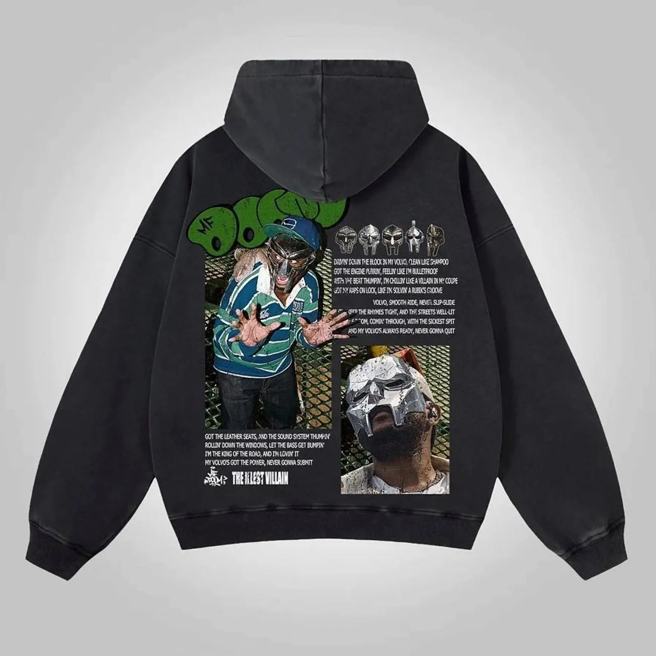 Illest Villain Mf Doom Graphic Washed Zip-Up Hoodie, Oversized Heavyweight Cotton Washed Zip Up Hoodie, Retro Unisex Heavy Cotton Washed Zip Hoodie, Gift For Him, Gift For Her, Streetwear Y2K Top 0S3