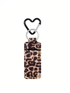 Women's Leopard Print Lipstick Keychain, Extensible Lipstick Case, Animal Print Design, Durable Fashion Cosmetic Storage, Keychain For Bags