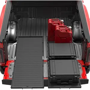 Aluminum Foldable Slide-Out Cargo Tray for 4.5ft to 5ft Truck Beds with Roller Wheels Easy to Access at Tailgate, Sturdy 400lbs Storage Organizer Slide Out Effortlessly